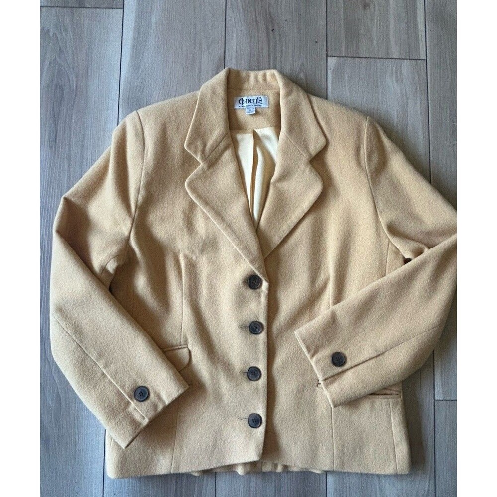 size 8 Wool Suit Blazer Cream Elements By Siegel Business Dress Up W Pockets